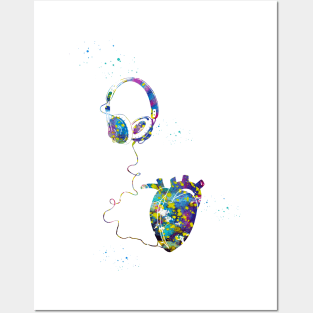 Headphones with Heart Posters and Art